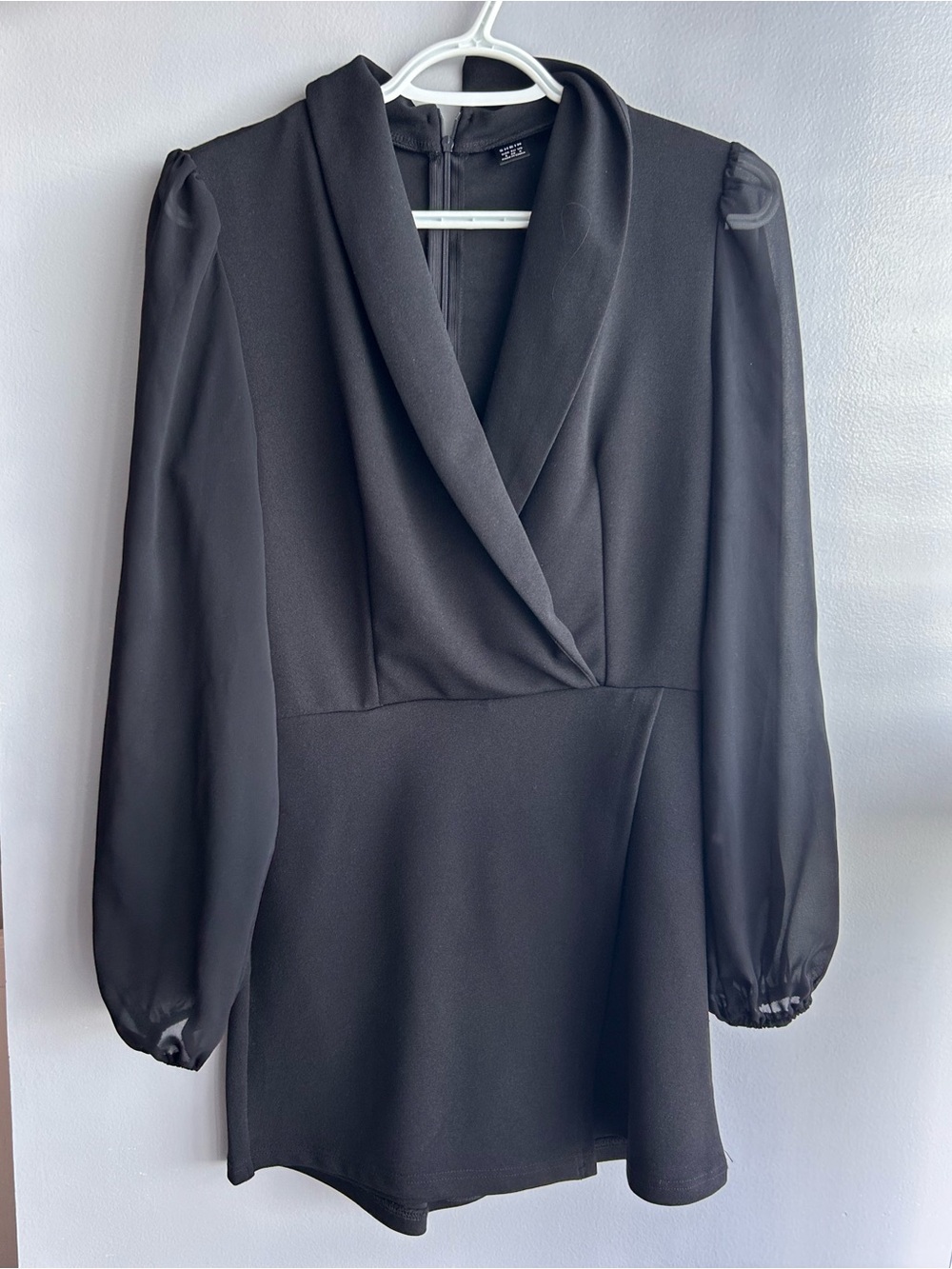 Black Long-Sleeve V-Neck Women's Dress